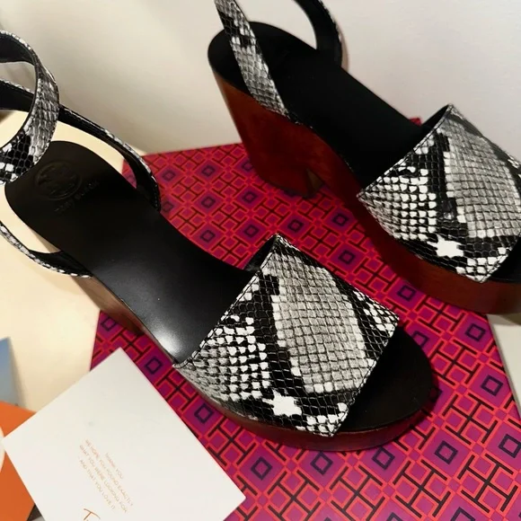 Tory Burch- Snake Embossed Leather Wedges (Size 9) - Picture 4 of 4